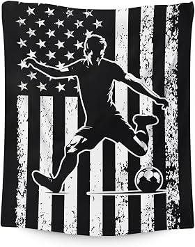 Soccer Throw Blankets for Kids Boys Teens 8-12, 60x50 Inches Plush Comfy Soft Sports Throws Decor for Couch Bed Home Gifts Ideas