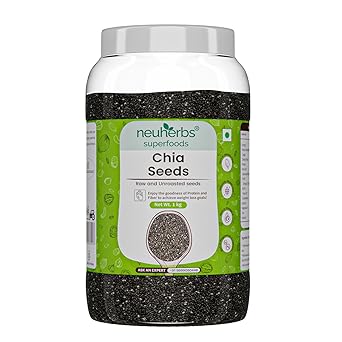 Neuherbs Raw Unroasted Chia Seed For Weight Management | Rich In Omega -3 | Dry Seeds For Eating | Healthy Snacks - 1 kg Chia Seeds - image, photos