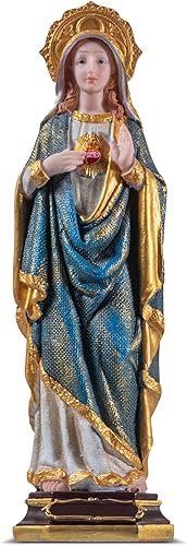 KI Store Figura de corazón de María de la Inmaculada 12 pulgadas, estatua de resina de la Madre Virgen Bendita