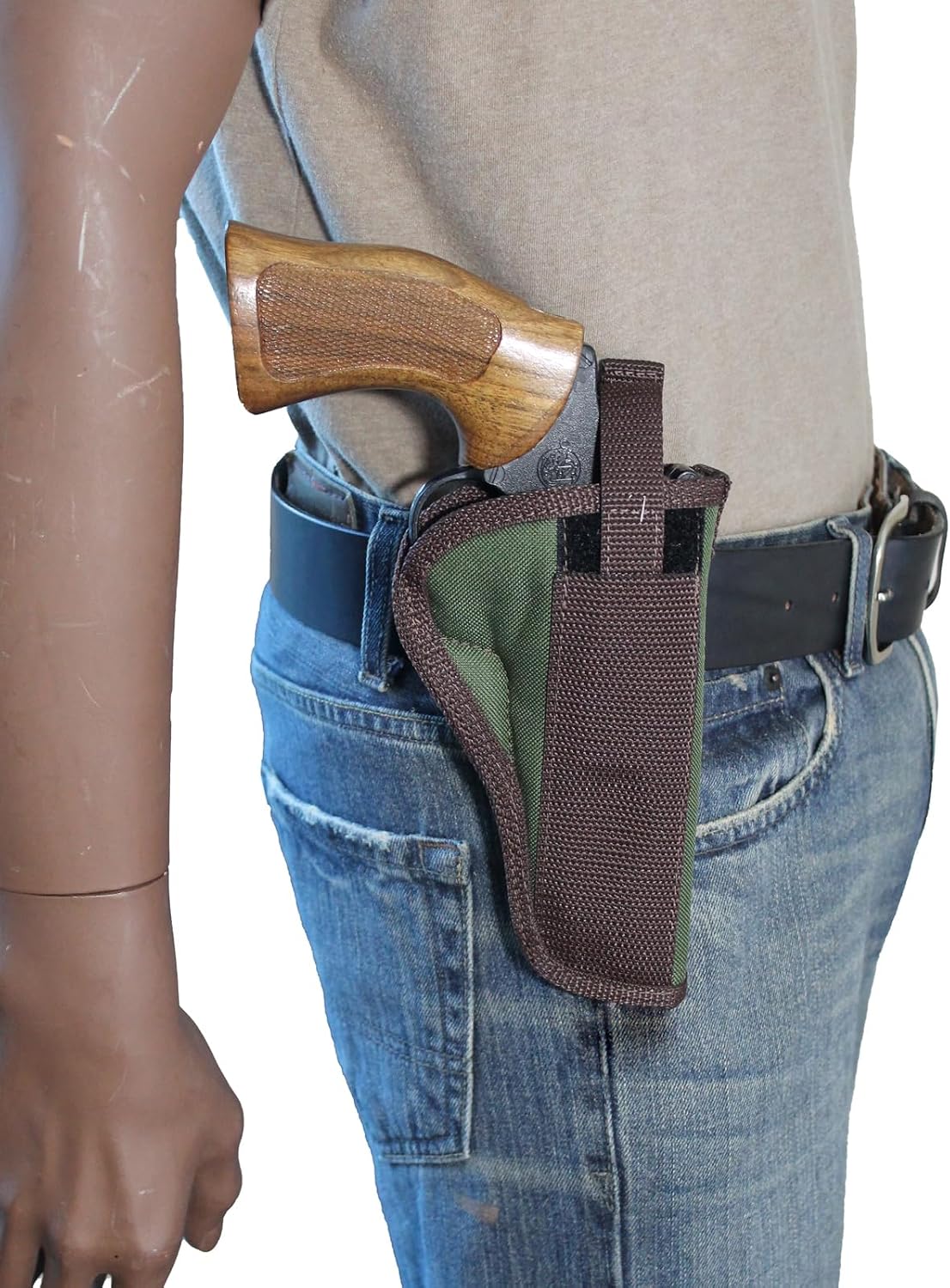 Barsony New Woodland Green OWB Belt Holster for 4" Revolvers