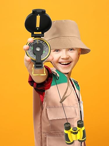 Miniatura 7 de Fahacop Disfraz de explorador para niños, chaleco y sombrero de safari con binoculares brújula para niños de 3 a 7 años de edad, camping,