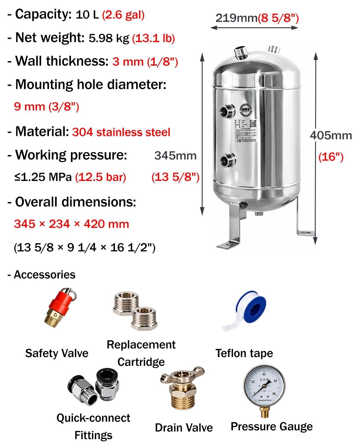 Serbatoio Aria Compressa Serbatoio di Accumulo Aria Industriale Accessori