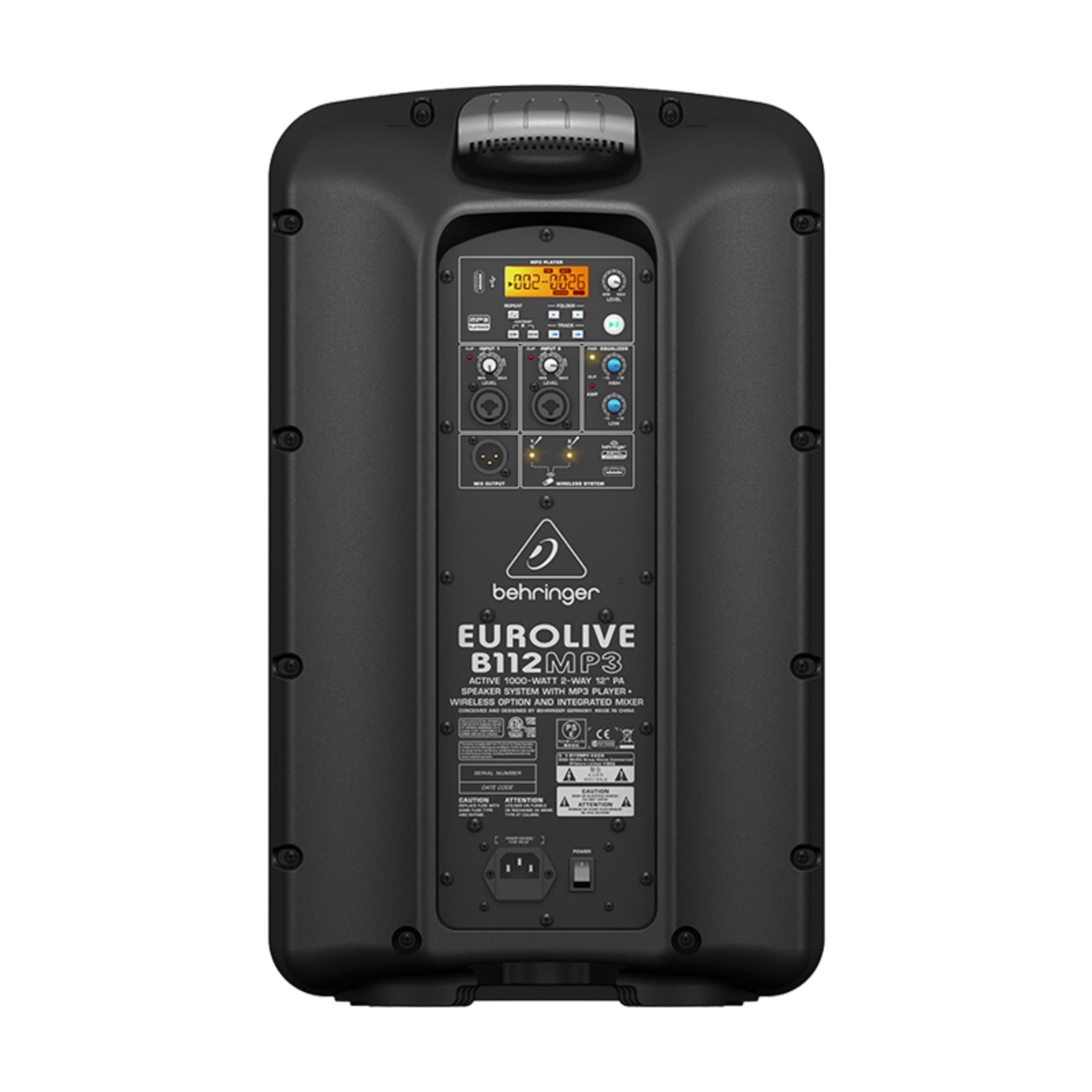 Behringer Active 1000W 2 Way 12 inch PA Speaker System with MP3 Player/Wireless Option and Integrated Mixer