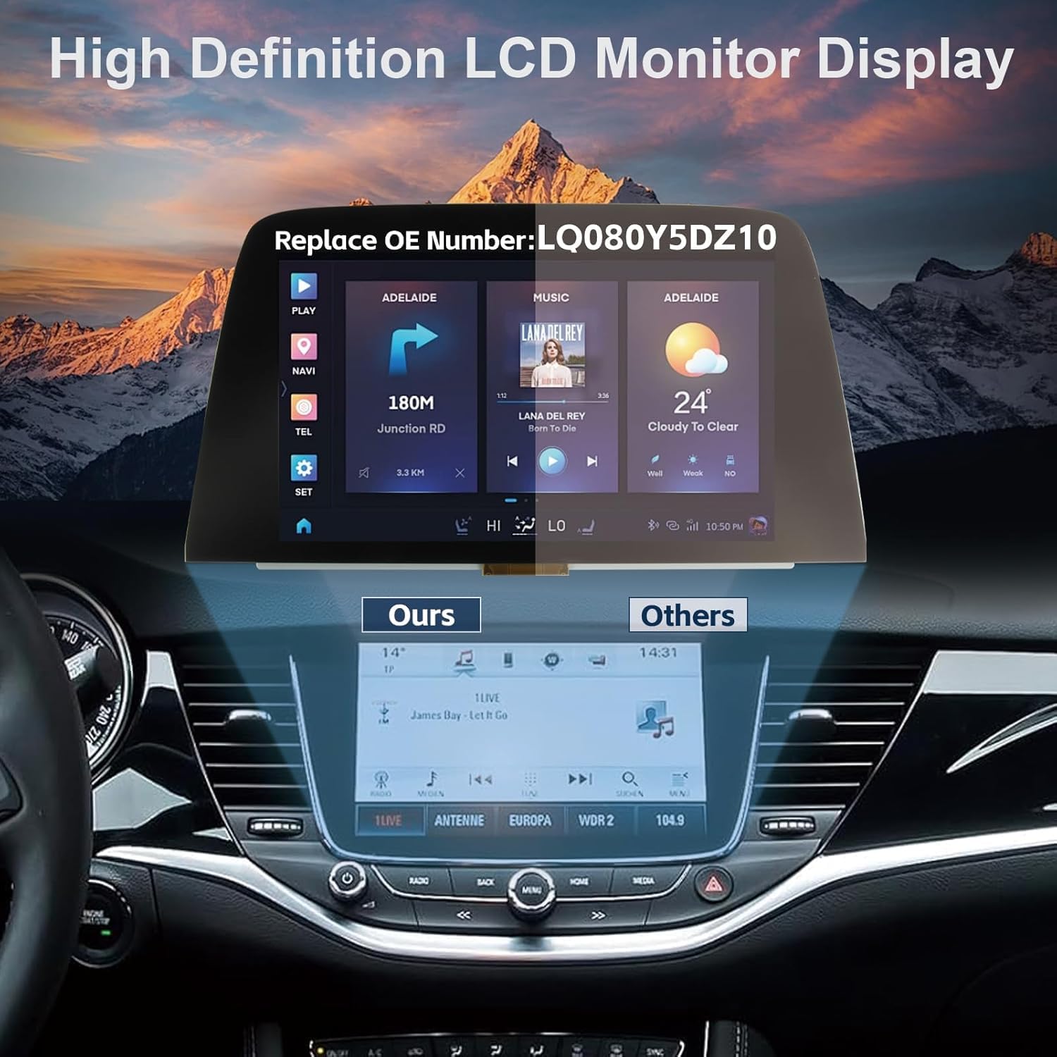 LQ080Y5DZ10 Écran LCD pour Opel Astra k LCD Display pour Vauxhall Navi 900 Moniteur GPS Navigation Écran de Rechange Digitalizer Touch Screen, Numériseur Auto LQ080Y5DZ06