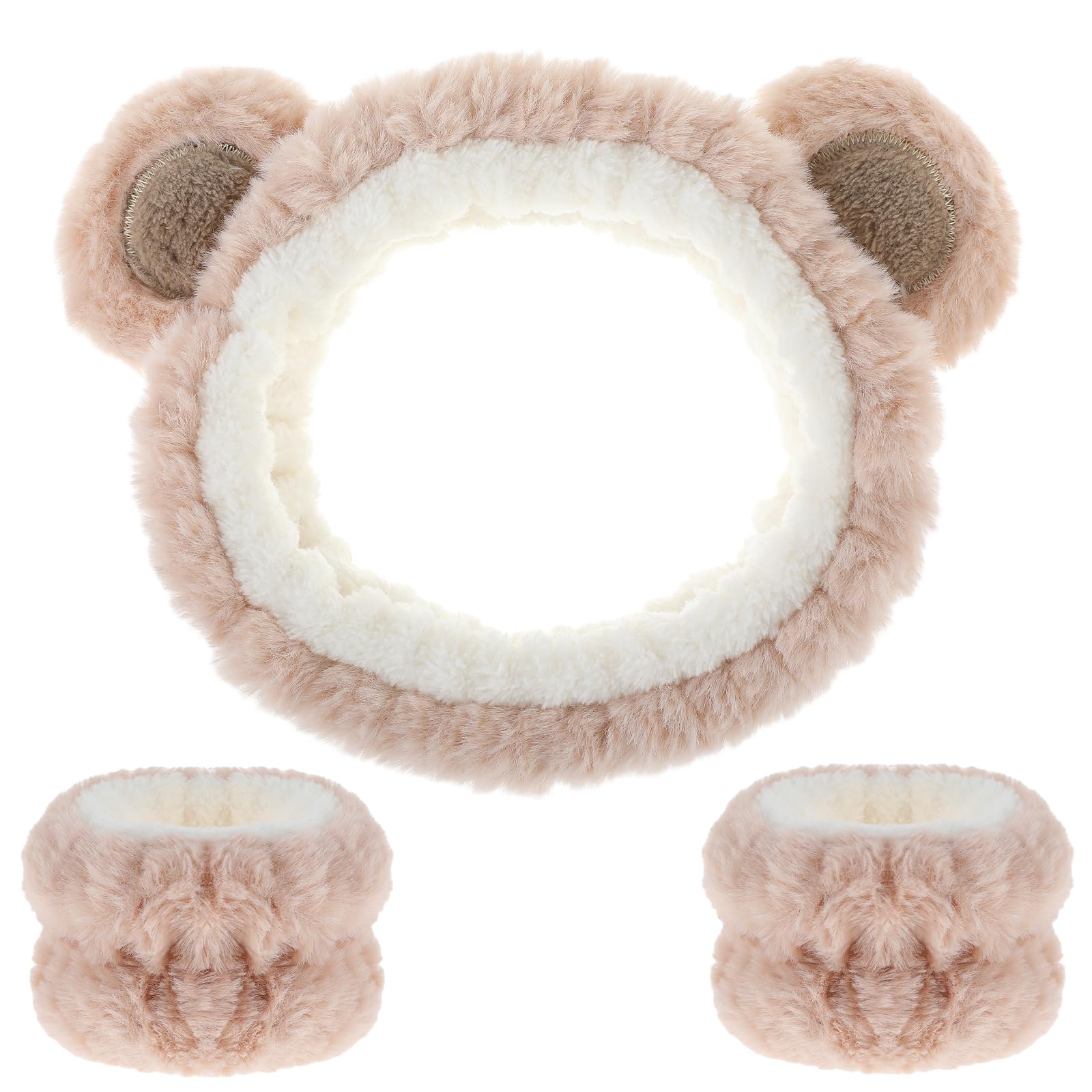 AOZUO Haarband Kosmetik für Make Up und Waschen, Bärenohren Elastisches Gesicht Handgelenk Waschband, Saugfähiges Abschmink Haarband für Mädchen Damen Yoga, Sport, Hautpflege Kosmetik Dusche