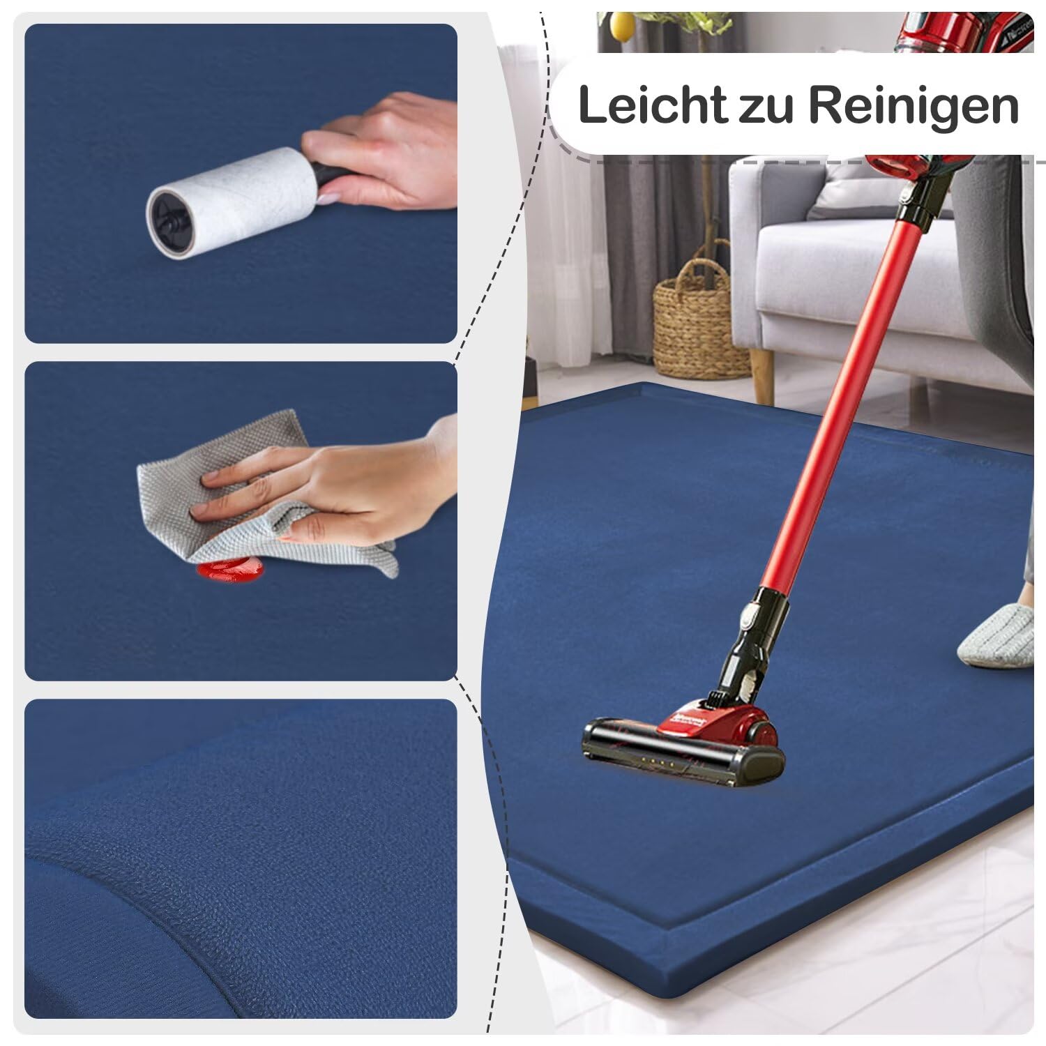 Les Enfants Plein de Velours épaississement de Couverture des Tapis Tapis Enfants antidérapante Tatami pour agrandir Jouer Tapis Salon, la Chambre du bébé, Salon (Bleu Foncé,80 * 150CM)