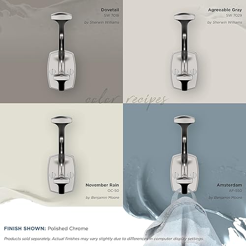 Miniatura 7 de Amerock H3700126  Gancho decorativo de pared de doble punta Vicinity  Gancho de cromo pulido para abrigos, sombreros, mochilas, bolsas  Ganchos para