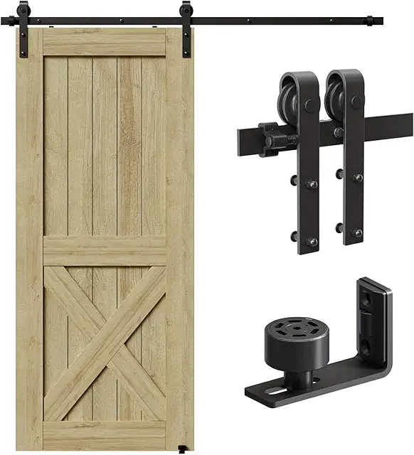 Kit Herraje Puerta Corredera 6FT con Guía de Suelo Ajustable
