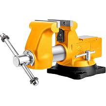 Forward 1755A Heavy Duty Bench Vise 11,000LBS Clamping Force, 5.5 Inch Ductile Iron Industrial Vice with Machined Round Guide Bar and 360 Swivel Base, 5-1/2" Jaw Width, 5-1/2" Max Jaw Opening