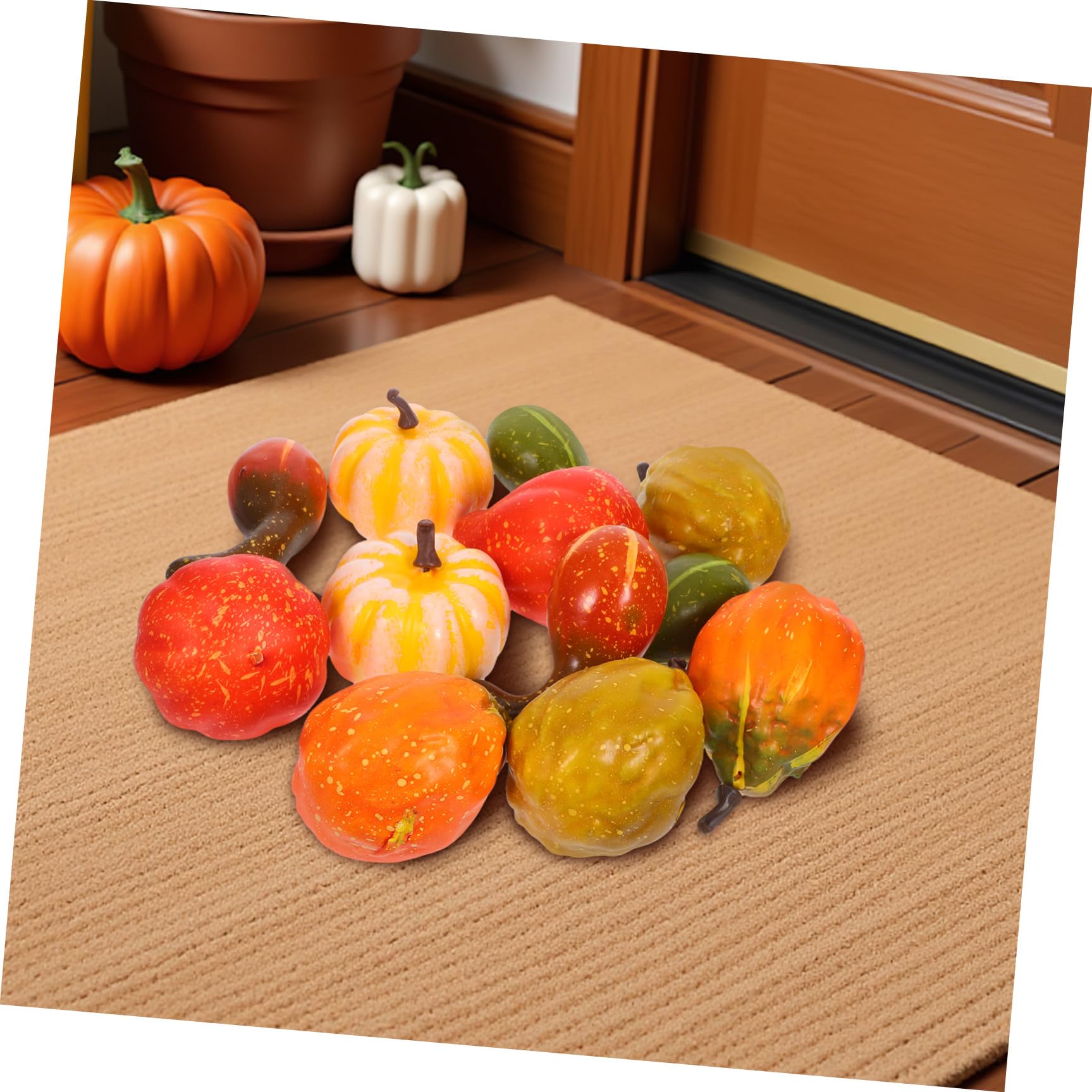Cabilock 2 Sätze Stoffkürbisse, Künstliche Kürbisse Kürbis- Lebensechter Kleiner Kürbis Halloween-Dekoration Foam Pumpkin Szenenlayout Schmücken Herbststütze Schaum 12 Stück * 2