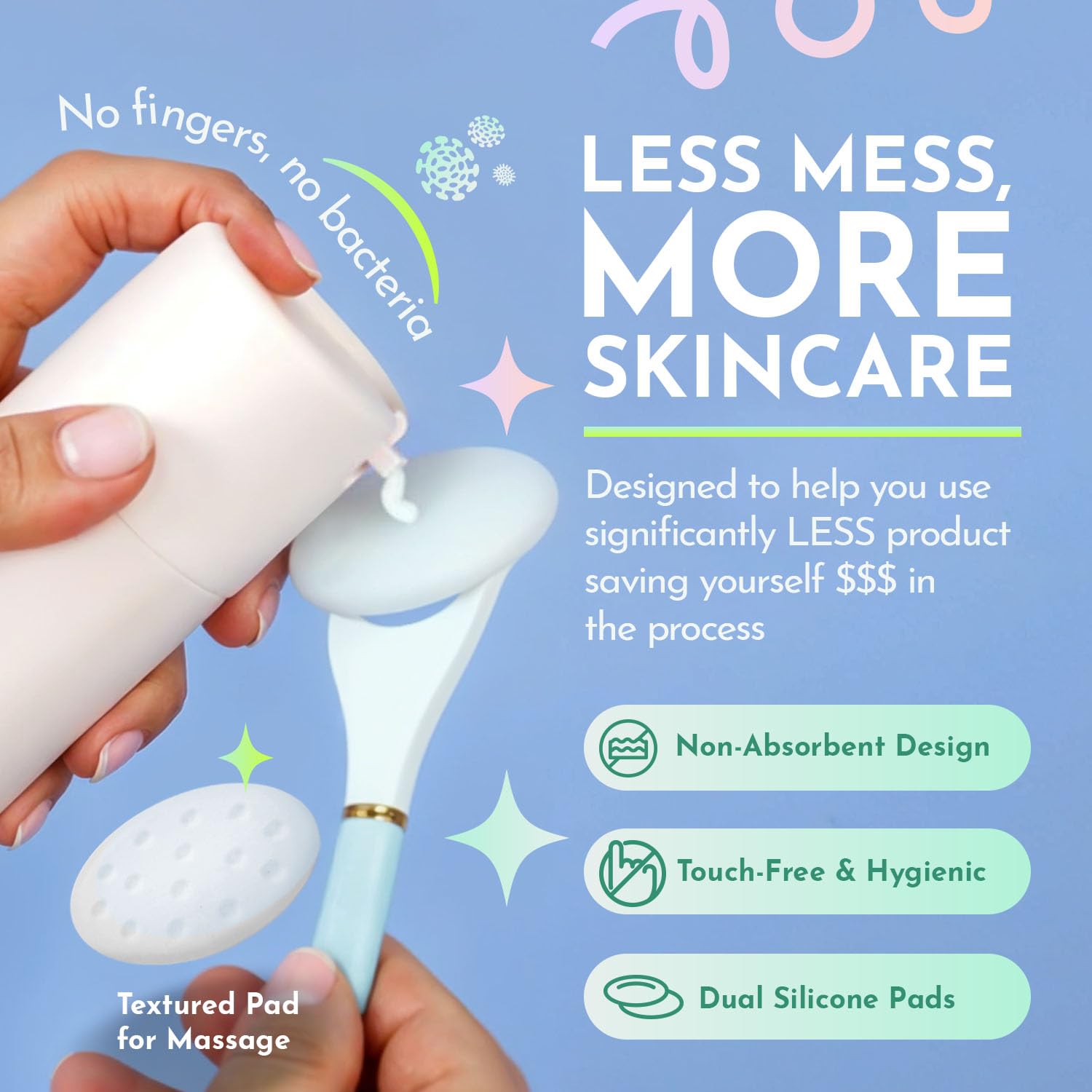 Serum Applicator for Face Sky Blue Reusable Skincare Applicator Serums, Oils, Medicated Ointments, Sunscreen, Makeup, Face Cream Applicator, Cooling & Warming Face Massager Tool by LUNAESCENT