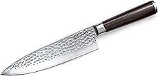 KAN Core Chef Knife 8-inch VG-10 67 layers Damascus Ambidextrous (Hammered VG-10 Blade, Ebony wood handle--upgraded version)