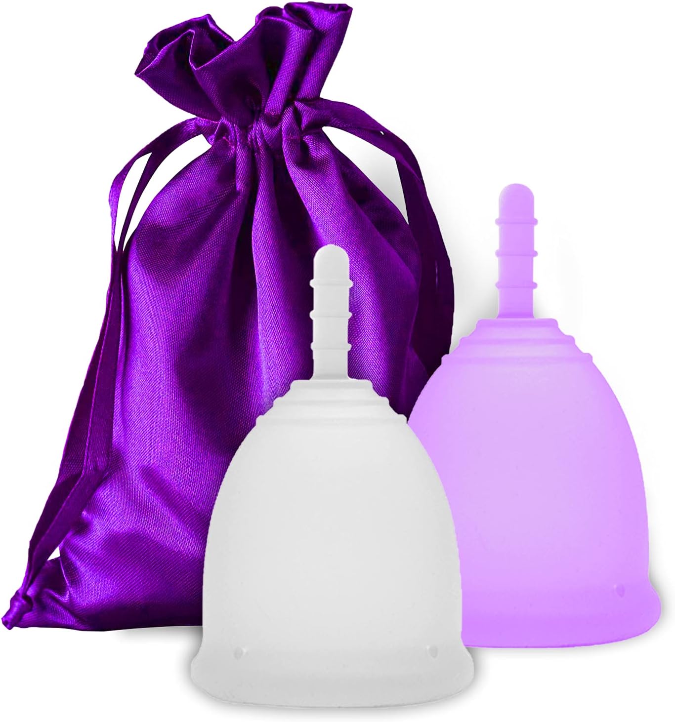 EcoBlossom Menstrual Cups - Set of 2 Reusable Period Cups - Premium Design with Soft, Flexible, Medical-Grade Silicone + 1 Storage Bag (1 Small & 1 Large) : Health & Household