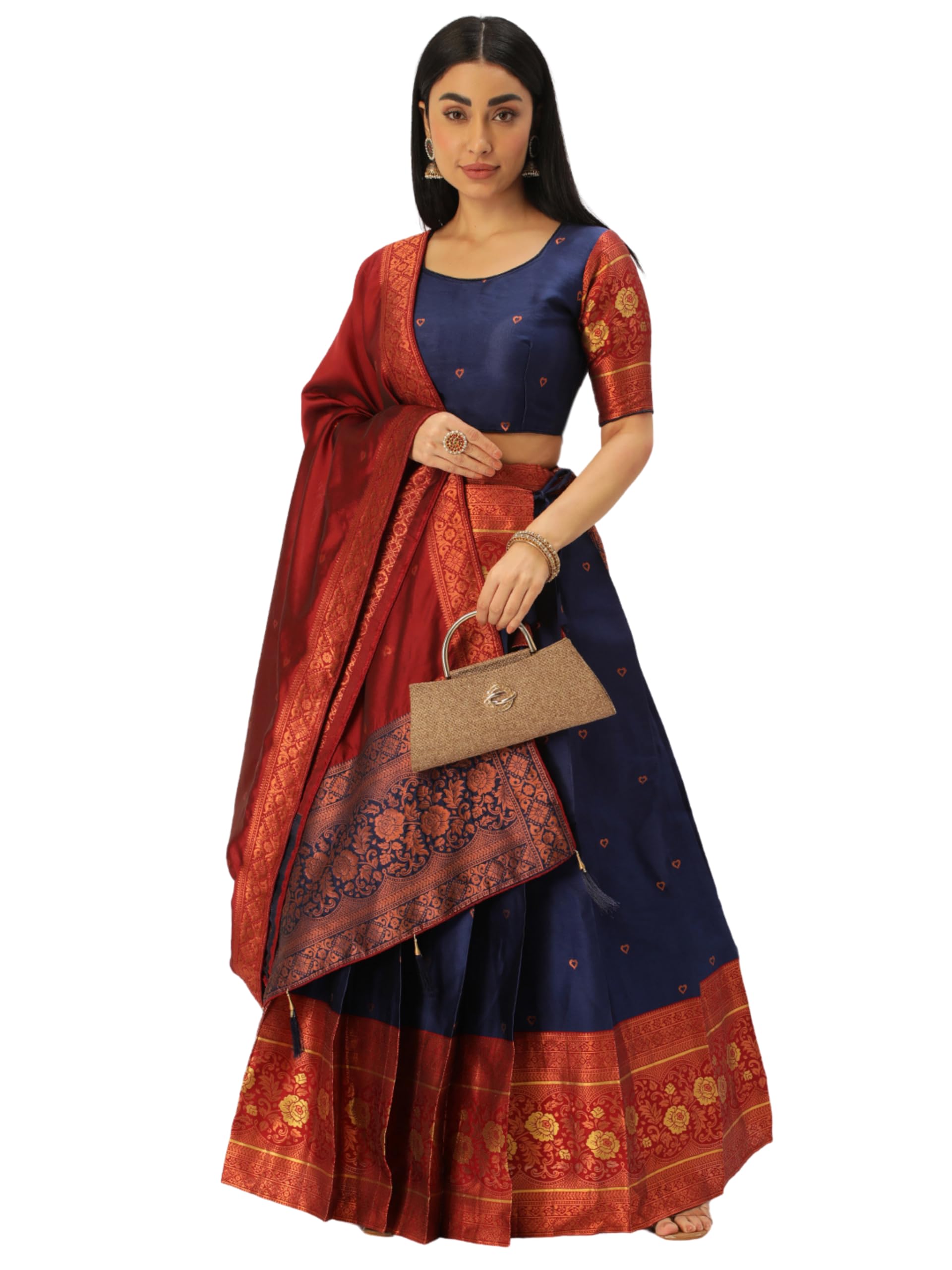 pinkbindi South Indian Pattu Lehenga Choli for Women-picture-7