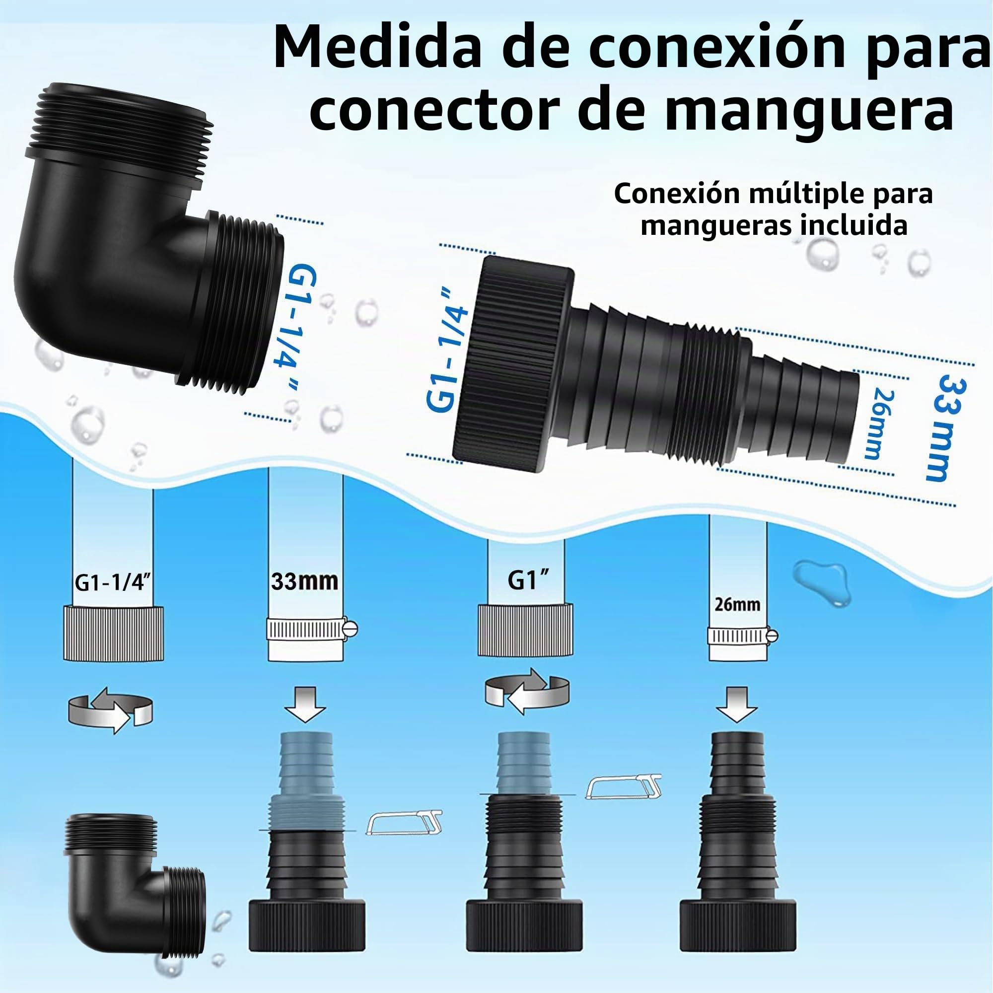 FOTING Bomba de agua Sumergible 400W, capacidad de 8.250 l/h, Altura máxima de suministro 7 m, inmersión máx. 7 m, interruptor de flotador, nivel mín. 7 mm, para jardín y depósitos