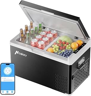 HCALORY 30L Kompressor-Kühlbox mit App-Steuerung, Dual-Zone (-20°C bis +20°C), 12/24/230V – mit Trennwand – mobiler Camping-Kühlschrank für Auto, LKW, Boot