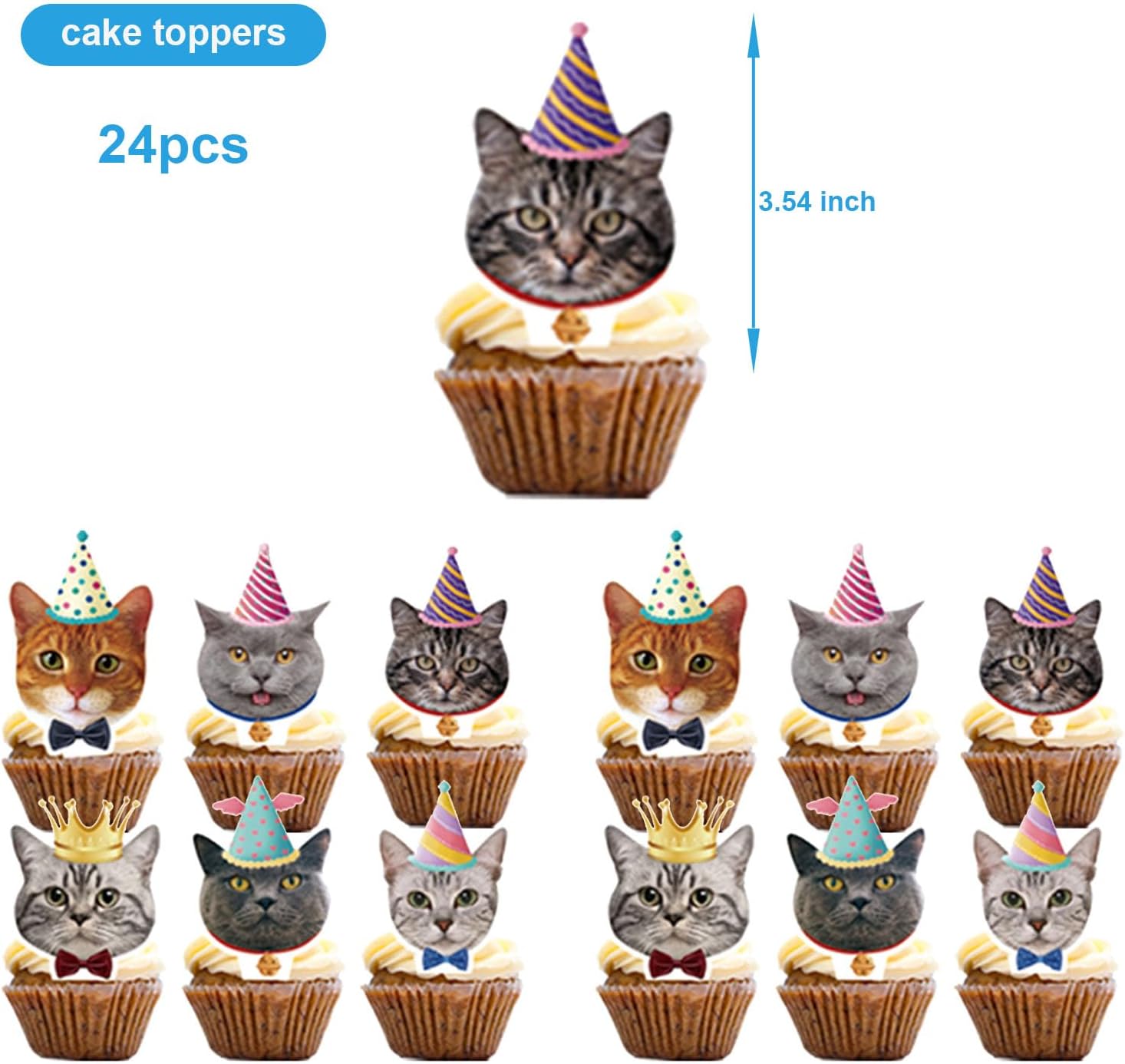 25pcs Cat Party Supplies,Pet Cat Birthday Cupcake Toppers for Kids Gift Birthday Party Favors Kitten Birthday Party cake Decoration Supplies image 3