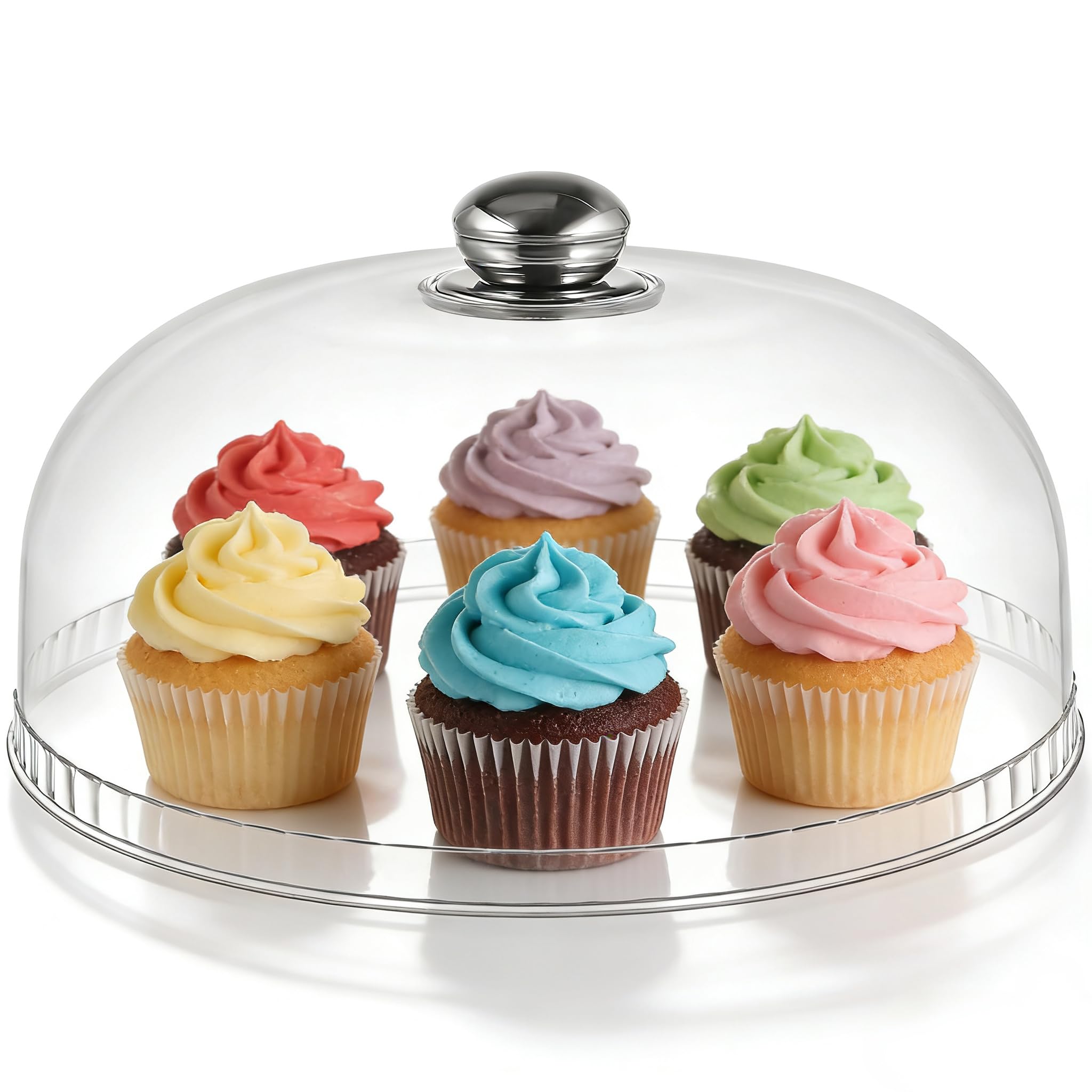 NUOBESTY Couvercle de dôme transparent pour gâteau, dessert, pâtisserie, présentation, service et protection (24,9 cm)
