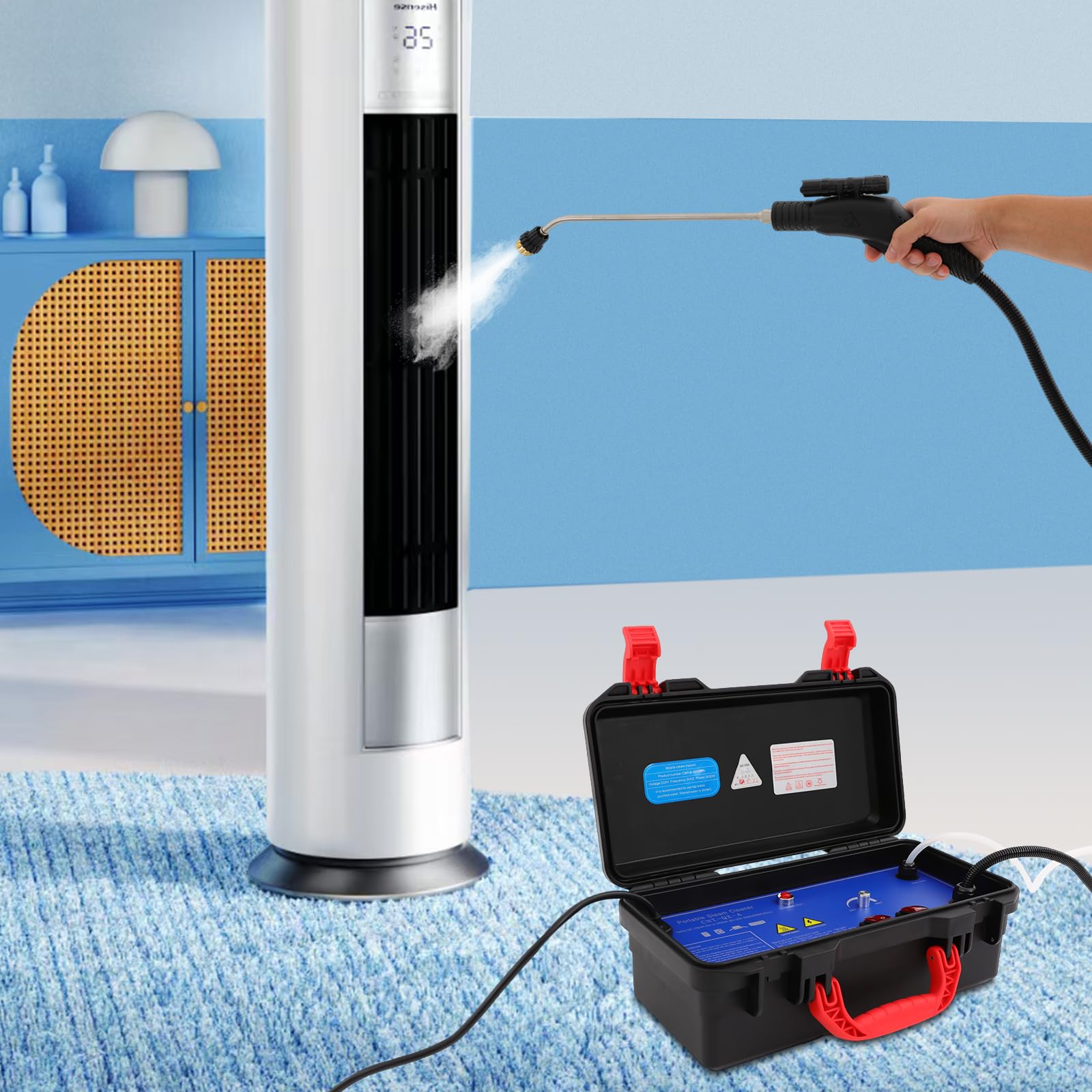 Nettoyeur Vapeur Portable, Nettoyeur Haute Pression Professionnel, Appareil de Nettoyage Vapeur Haute Température, Deux modes de nettoyage, pour Voiture Moteur Hotte et Ménage Domestique