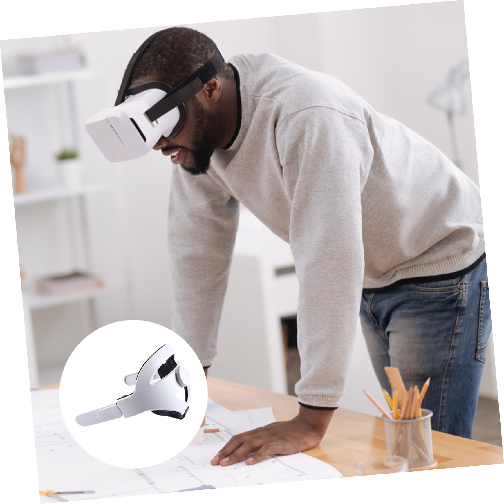 Angoily Fascia per Visore Vr Compatibile con Dispositivi Regolabile Cuscino Morbido Fascia Sostitutiva Protettiva Installazione Facile Materiale Abs