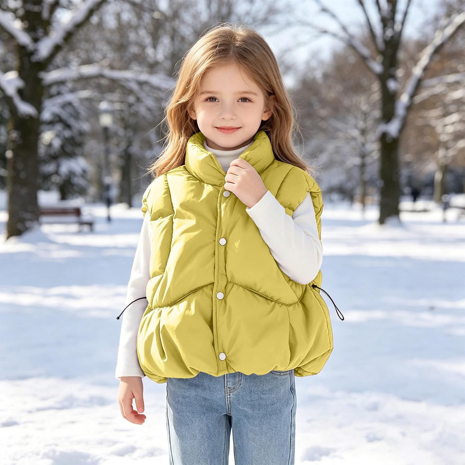 Girls Cropped Quilted Puffer Vest Stand Collar Winter | Girls Cropped Puffer Vest Lightweight Padded Quilted Vest Stand Collar Warm Sleeveless Button Down Loose Fit Puffy Gilet