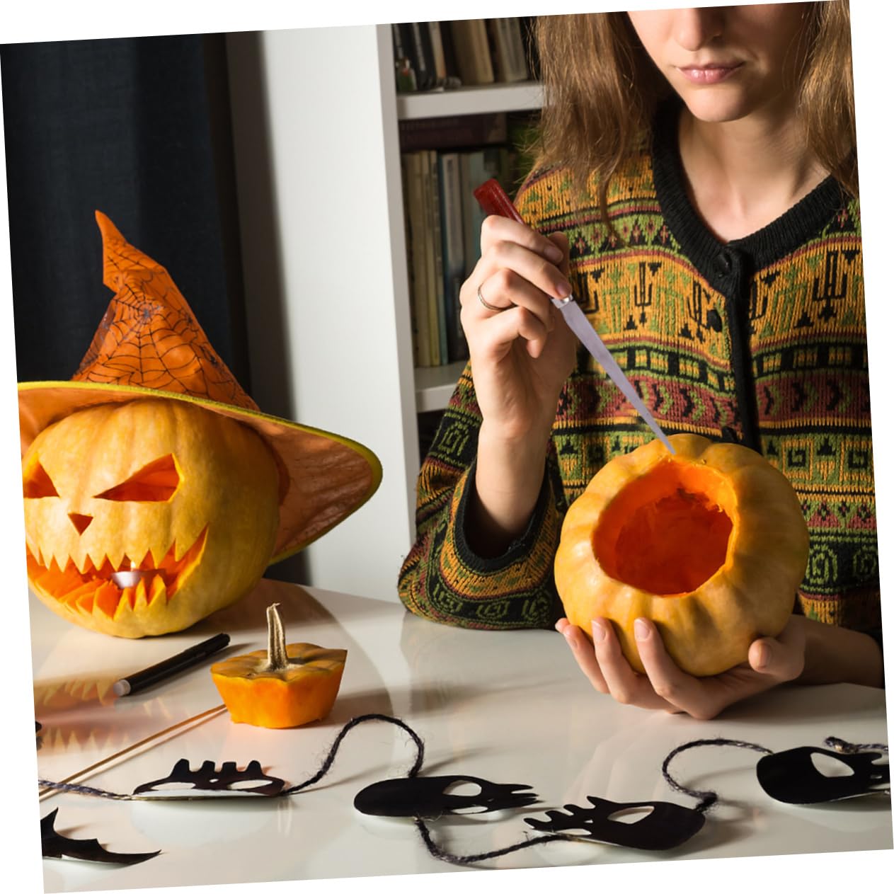 OFFSCH 1Set Halloween Pumpkin Carving Tools Fruit Vegetable Cutting Kit for Adults Sturdy Resistant Carving Tools for Creative Pumpkin Lanterns