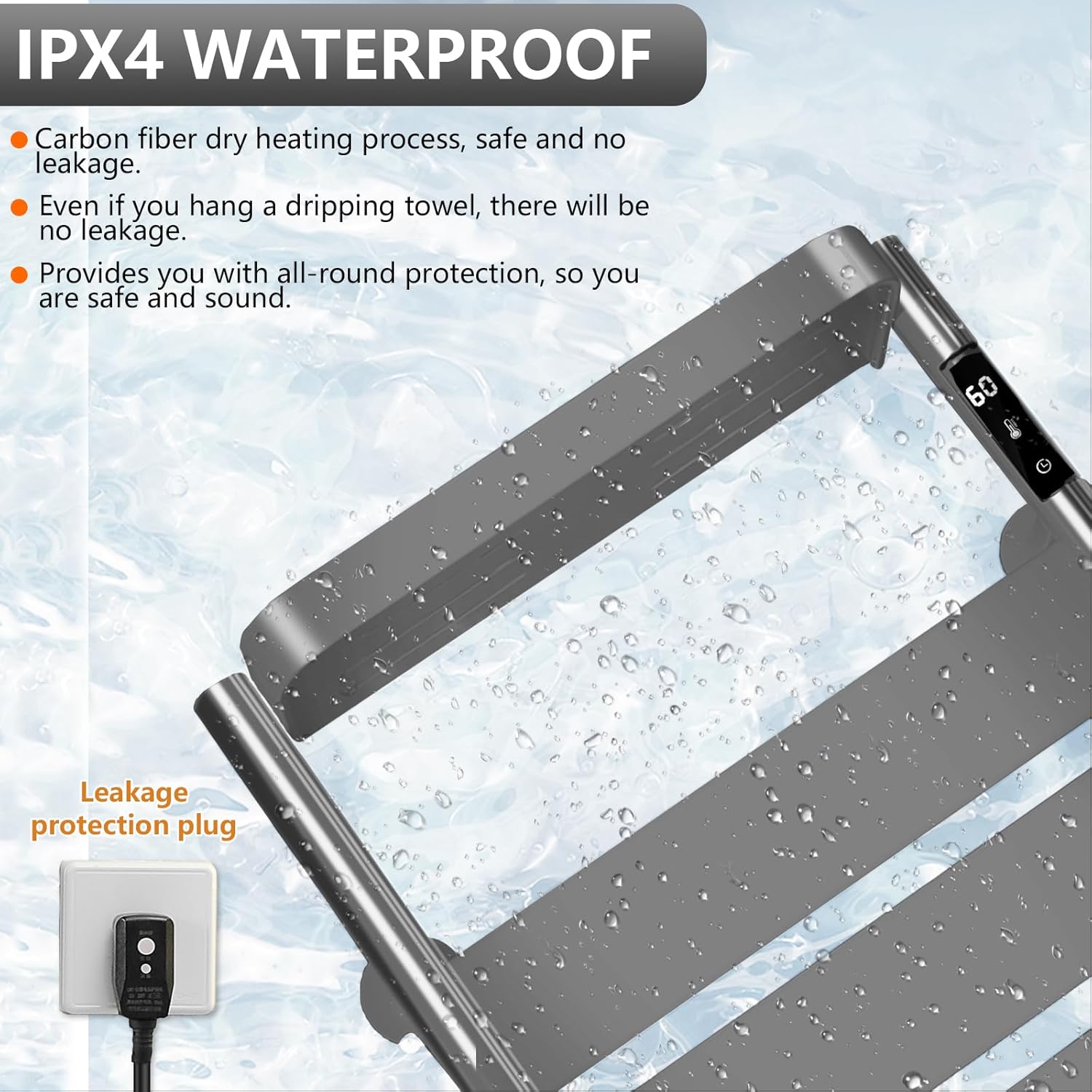 Towel Warmer Rack, Heated Towel Rack for Bathroom, Wall-Mounted Plug (Not Hardwired), Aluminum Alloy/4 Large Area Heating rods, with Timer and Temperature Adjustment, Overheat Protection Function Gray