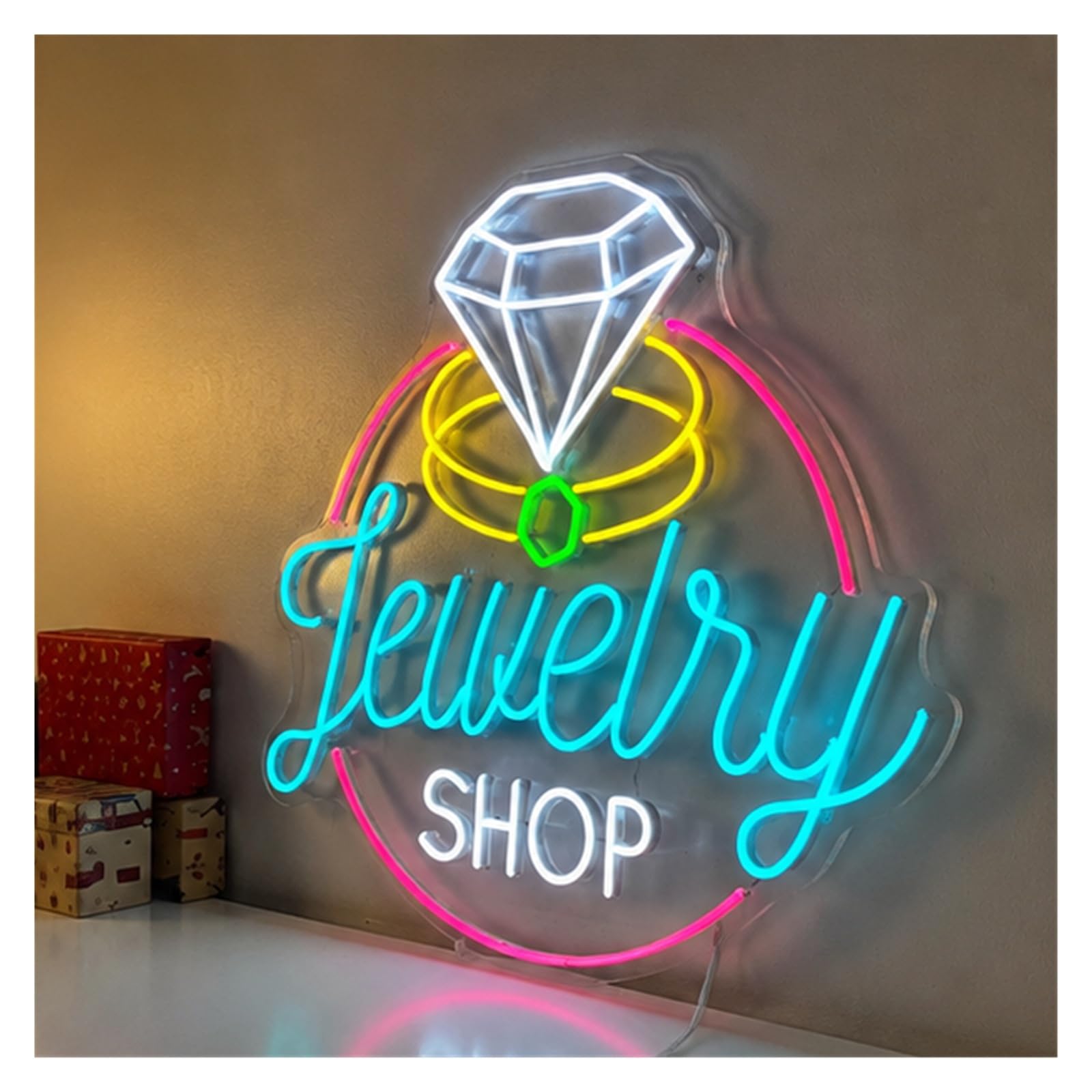 Decoración Lámparas Joyería Letrero De Neón | Joyería Con Anillo De Diamantes 55cm/21.65in