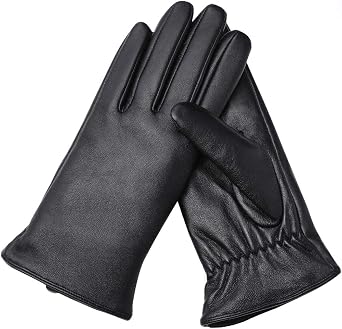 AMVELOP Warm Women Leather Touchscreen Gloves Lambskin Driving Gloves