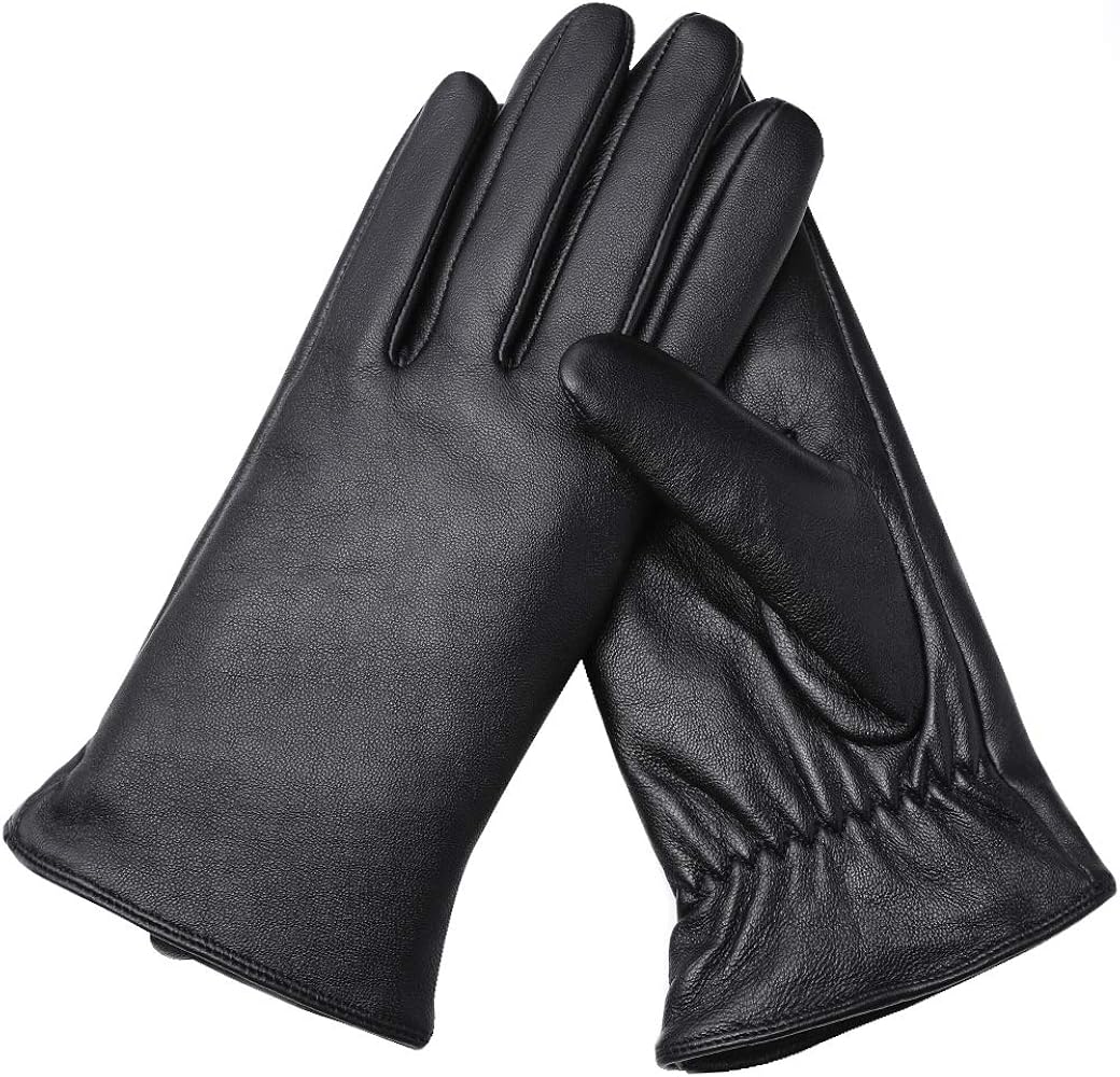 AMVELOP Warm Women Leather Touchscreen/Texting Gloves Lambskin