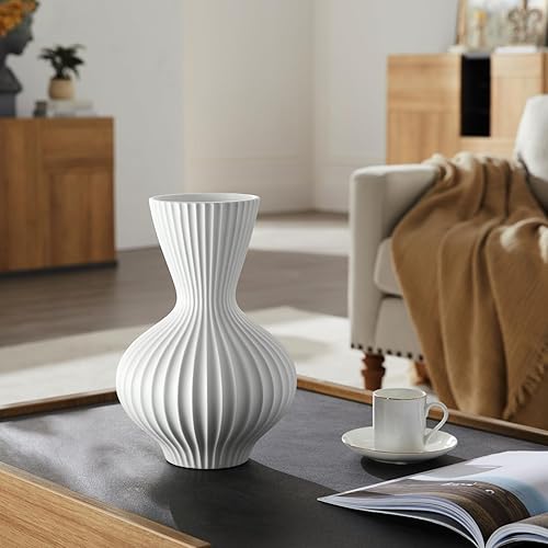 Miniatura 4 de RONDURE Lámpara de mesa moderna de cerámica de 11.6 pulgadas, lámparas de noche modernas para dormitorio, sala de estar y mesita de noche, pantalla