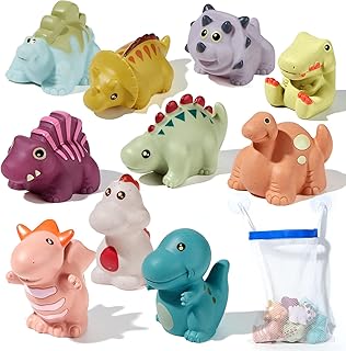 No Hole Dinosaur Bath Toys for Kids Ages 1-3,10 PCS Mold Free Kids Bathtub Pool Toys, No Mold Dinosaurs Bathtub Toys Eco-Friendly Non Toxic Bathtub Float Toy for Water Play Kids