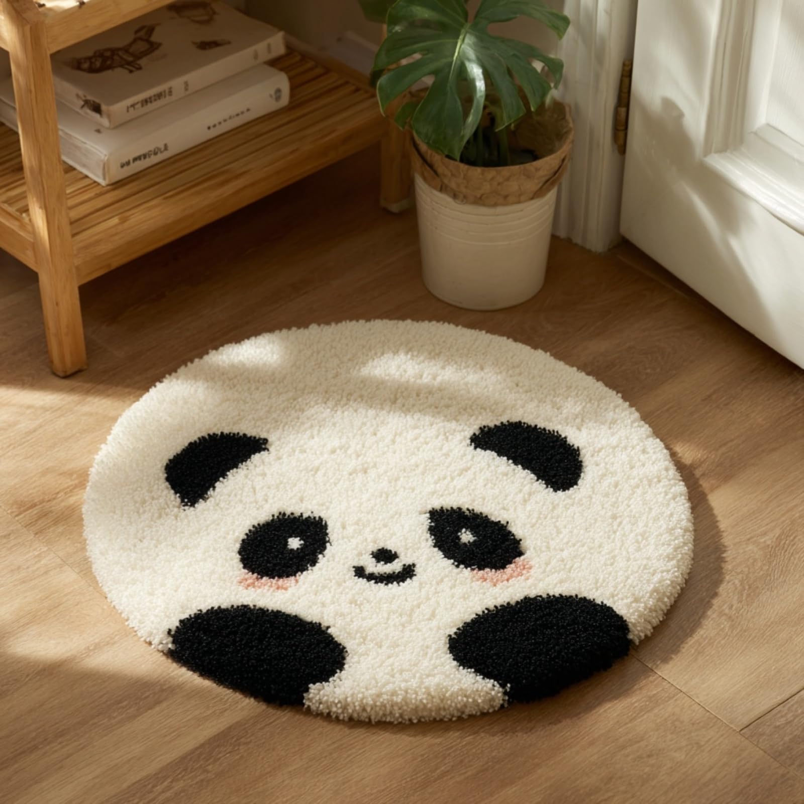WallustrioaW 3D Latch Hook Rug Kit,Cute Panda,DIY Latch Hook Kit Rug Making Crafts for Kids and Adults,Embroidery Carpet Cushion with Sewing Tool,50x50cm