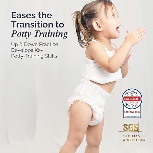 Miniatura 3 de Pañales estilo pull-up, talla 4, pantalones de entrenamiento sin cierre con cintura de 360, protección ultra absorbente durante la noche,