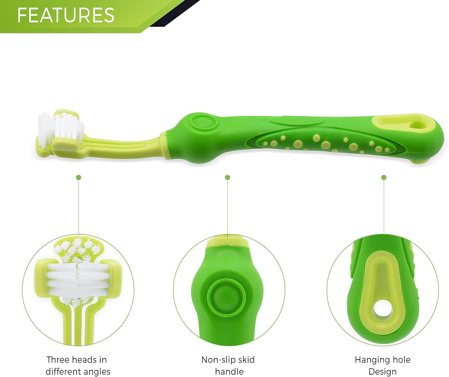 BC Pets - Premium 3-Sided Dog Toothbrush Set - Three Sided Pet Tooth Brush 3 Pack for Dogs and Cats - Ergonomic Toothbrush for Teeth Cleaning - Canine Toothbrush Kit for Dental Care with Travel Case : Pet Supplies