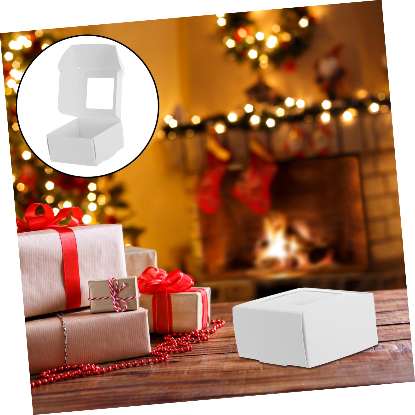50 Pezzi Scatole di 7.5x7.5x4cm con Finestra Trasparente Scatole Quadrate e Accessori Confezione Elegante