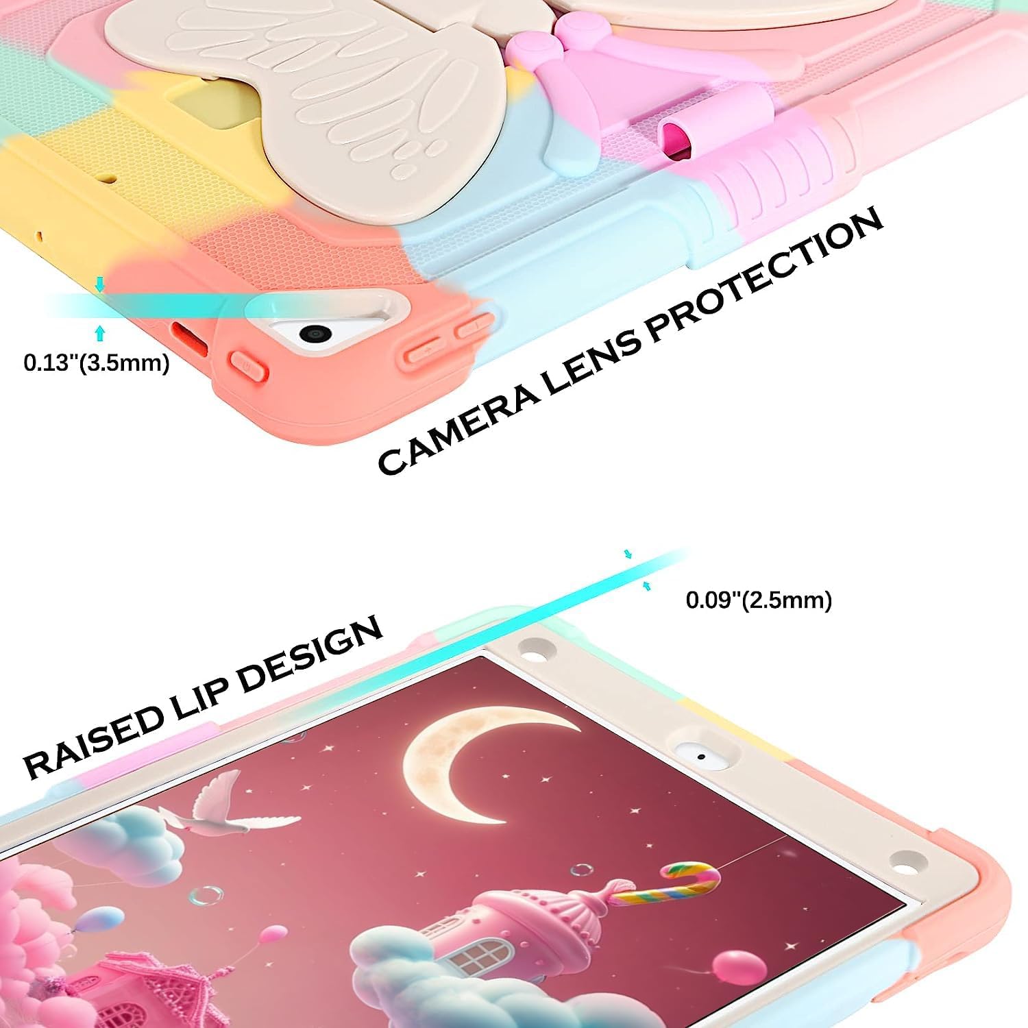 DreamerX Kids Case for iPad 9.7" 2018 2017/iPad Air 2/Pro 9.7 - Shockproof Rugged Butterfly iPad Case 6th Generation/5th Gen with Stand Shoulder Strap Pencil Holder for iPad Air 2/iPad Pro 9.7 Cover