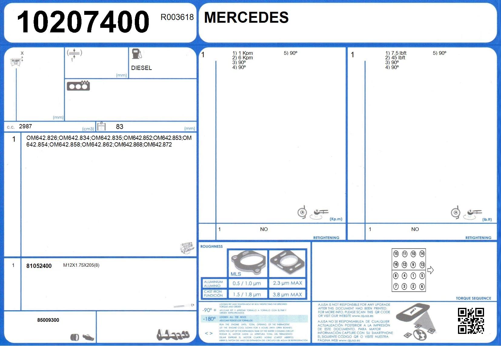 Ajusa 50333800 Kit Completo Di Guarnizioni Per Motore
