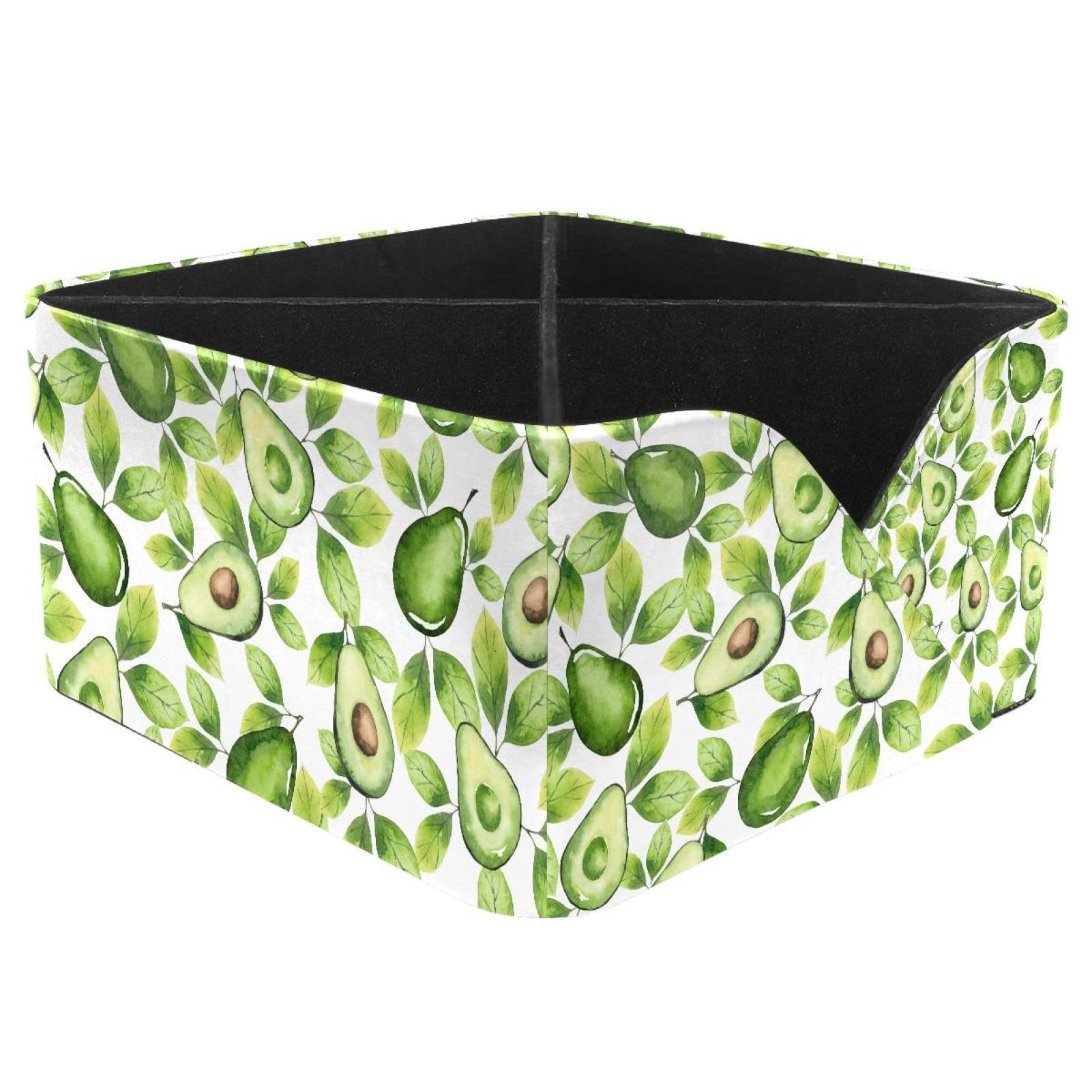 KengjuTesu Avocados and Leaves Desktop Organizer Pen Holder, Rectangular Pencil Cup for Office, Study and Makeup Stations