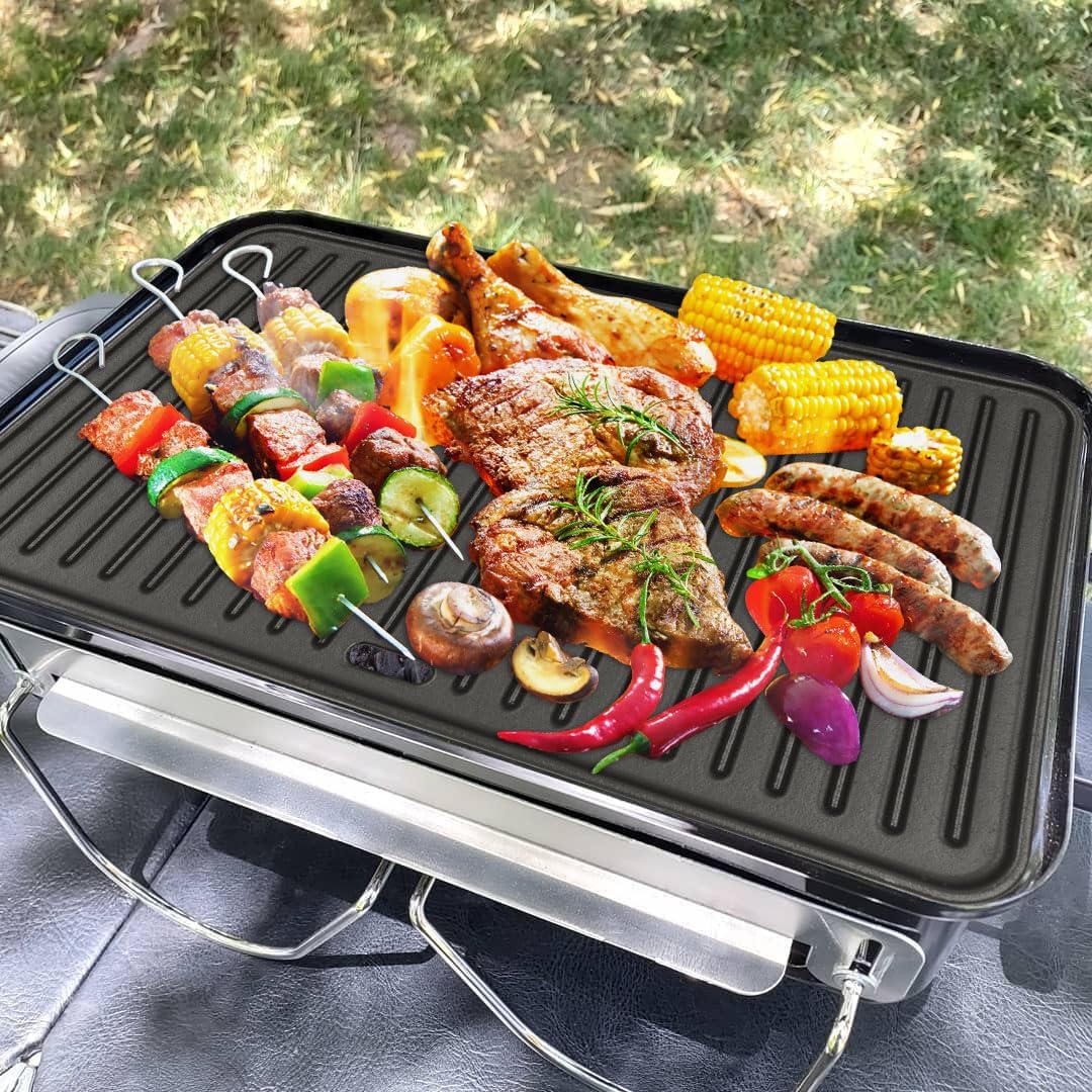 Cast Iron Grill Griddle for Weber Go-Anywhere Charcoal and Gas Grill, Flat Top Griddle Replaces 80631, 70211, 3634, 67195, 16" x 10"