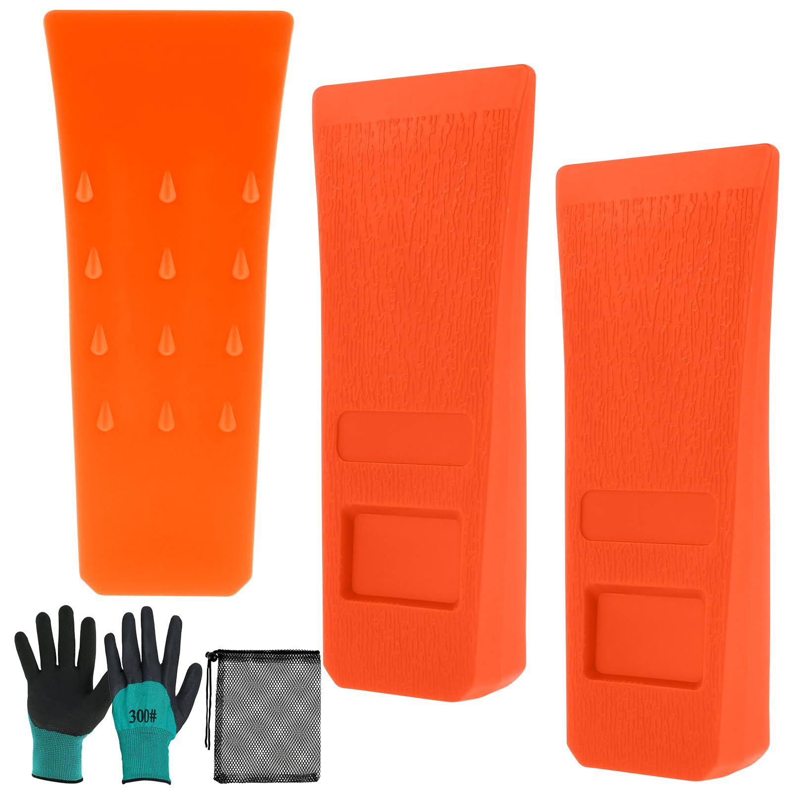 3Pcs Tree Cutting Wedges High Impact Plastic Felling Wedges with Gloves and Mesh Bag Tree Felling Equipment Cleaving Cutting Tool Safety Logging Supplies for Garden Farm Orchard Forest