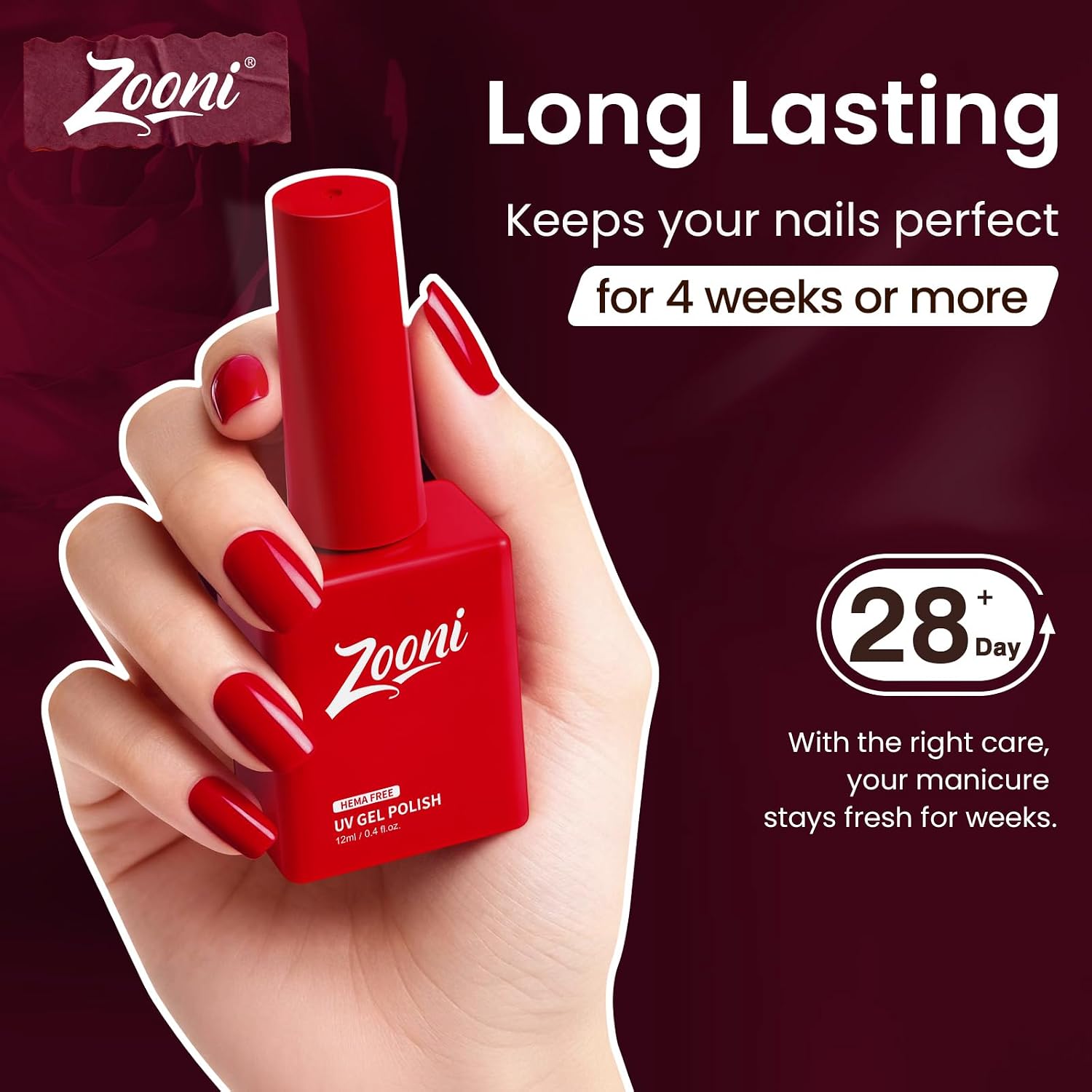 zooni Gel Nail Polish Set 8 Pcs Hema-Free Black White Red Burgundy Gel Polish Set 6 colors with Base & Top Coat UV LED Nail Manicure Kit DIY at Home Salon Gifts