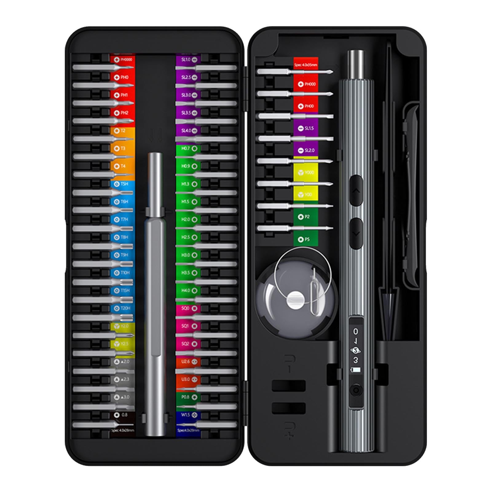 Set Cacciaviti Elettrici con Punte in Acciaio S2, Kit Cacciaviti 58 in 1, 350mAh Ricaricabile, 200rmin, Doppie Impugnature Elettriche e Manuali per Riparazione Console Telefono PC Tablet