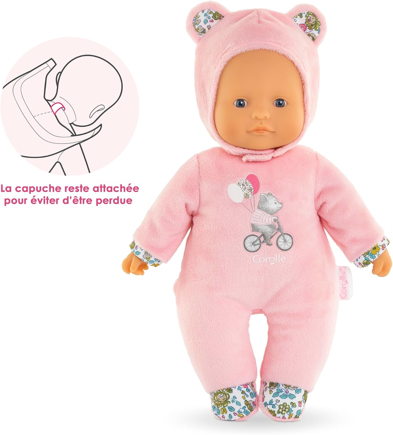 Corolle Sweet Heart Pink Bear Baby Doll, 12-Inch Soft Plush Comfort Toy for Babies, Suitable from 9 Months