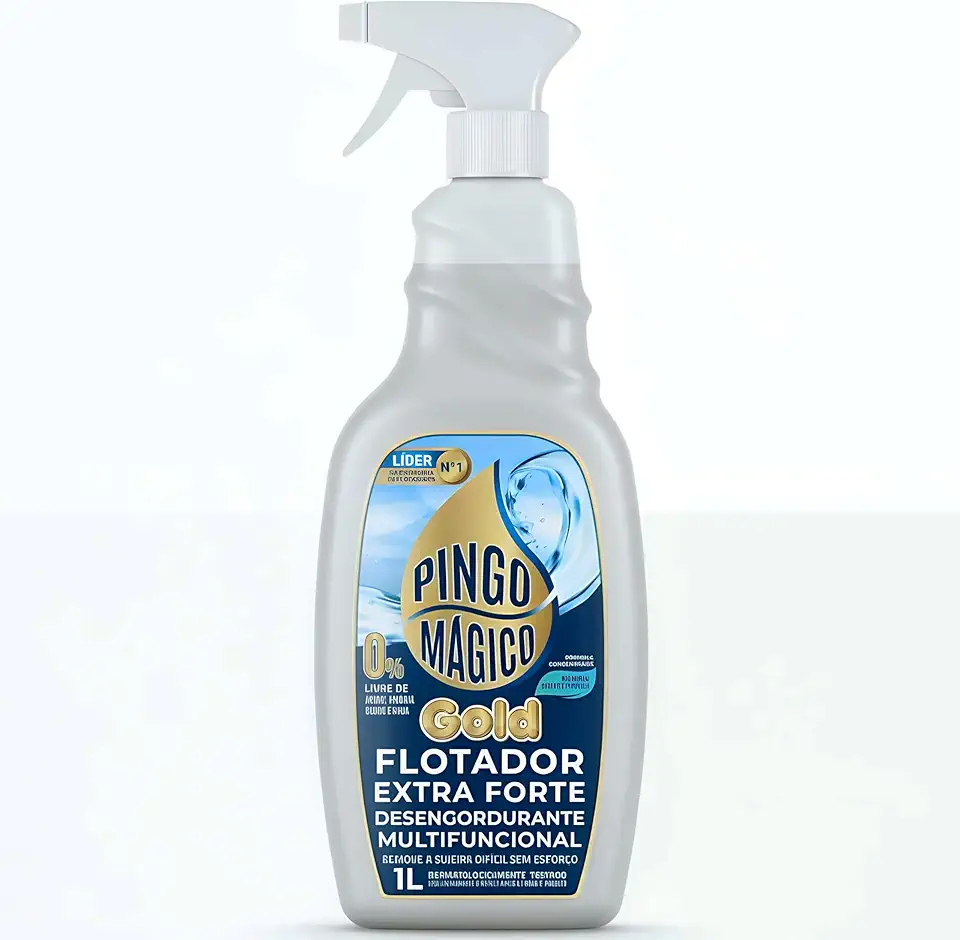 Pingo Mágico Gold Flotador Desengordurante Extra Forte 1L Limpador Multiuso Removedor de Gordura Limpeza Pesada Cozinha Fogão Azulejo Desengraxante Doméstico Spray Profissional Remove Sujeira Difícil