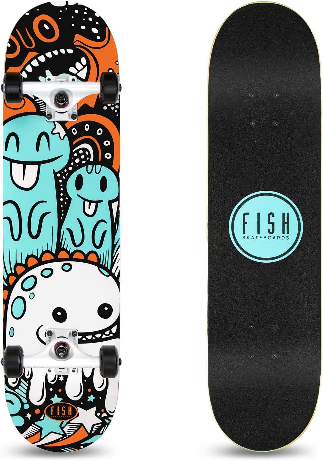 Standard Skateboard, Complete Skateboard 31''x 8'', 7 Layer Canadian Maple Double Kick Deck Concave Cruiser Trick Skateboards for Kids Boys Girls Youths Beginners.