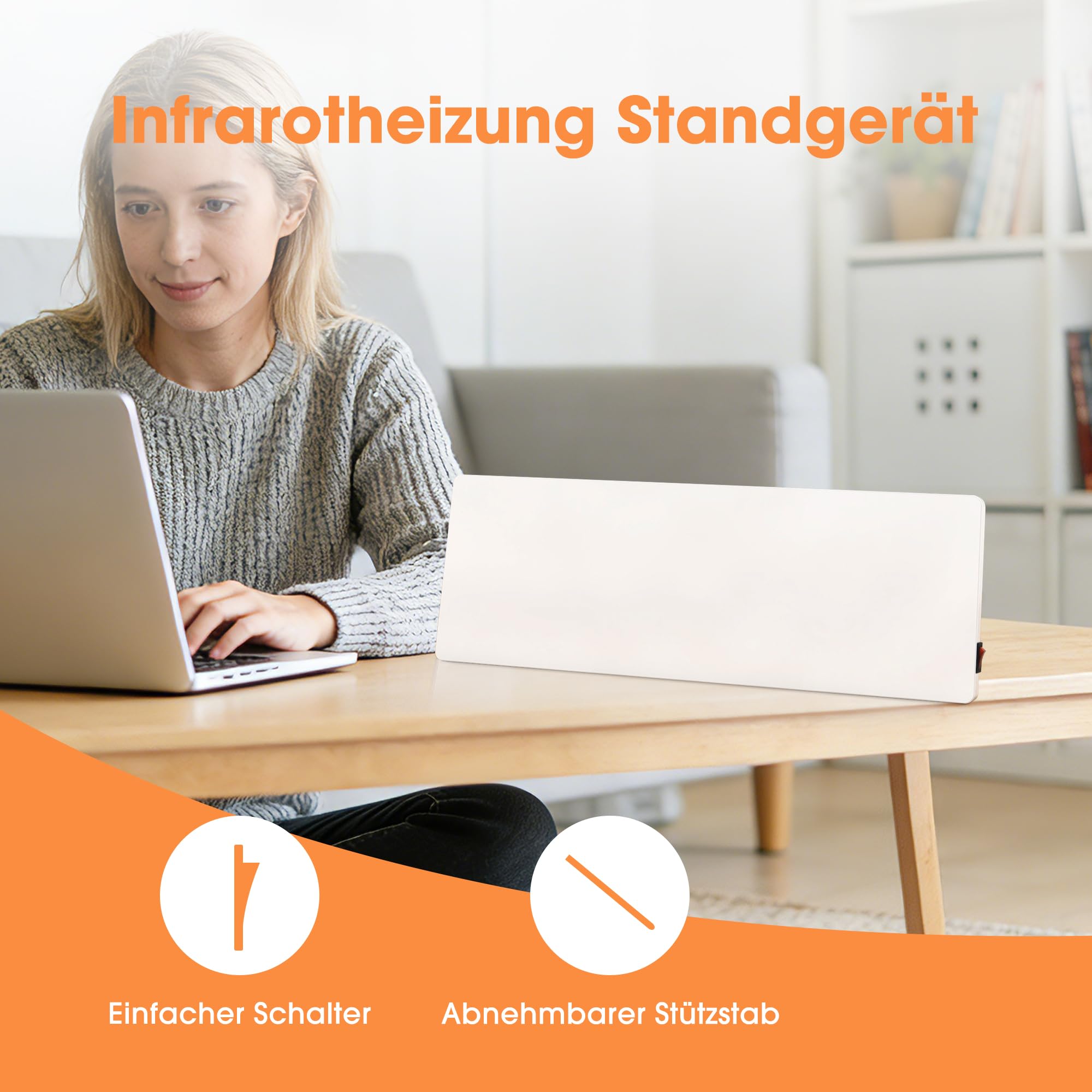 Byecold Infrarotheizung Standgerät 90 Watt, Infrarot Elektroheizung Heizplatte, Schimmel Heizgerät, Schreibtischheizung, Untertischheizung, Schimmelentferner ohne Chemie