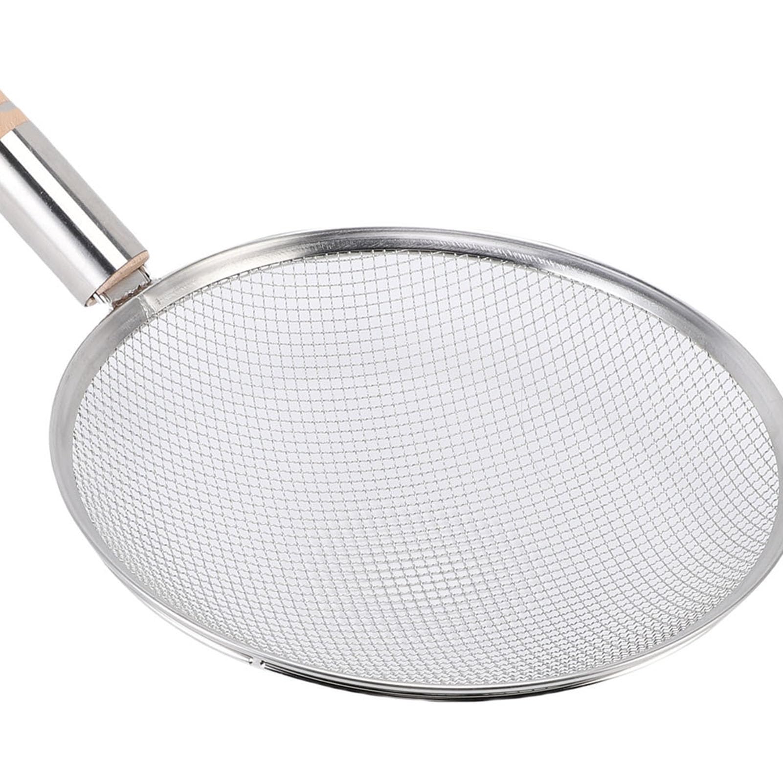 Cucchiaio per Schiumarola, Colino per Alimenti a Maglia Fine in Acciaio Inossidabile con Manico in Legno, Mestolo per Schiumarola per Schiumare, Cucinare, Friggere, Grasso, Utensili da (30 cm)
