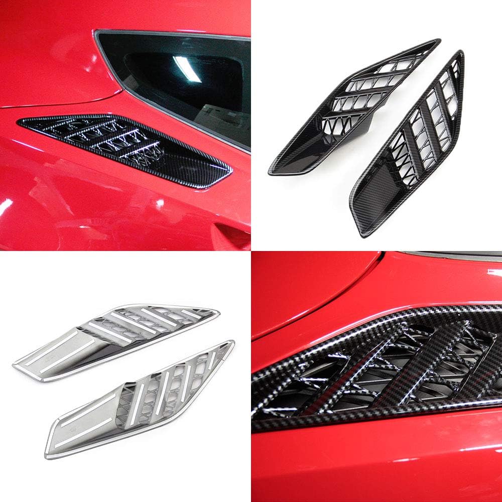 Carbon Fiber Look Cover Trims Accessories Rear Side Body Vent for 2014 2015 2016 2017 2018 Chevrolet Corvette C7