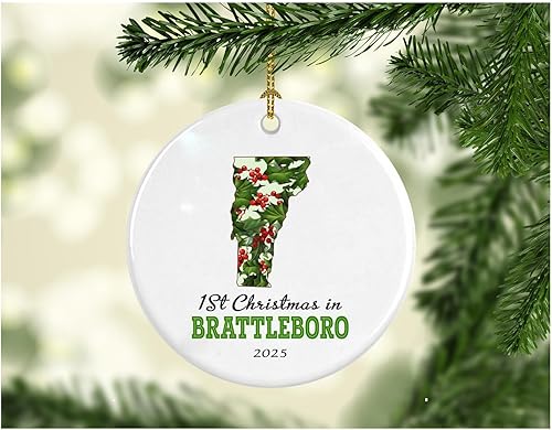Our First Christmas Ornament Brattleboro VT Ornaments Gifts Souvenir Bulk for Kids Family Friend Coworker 2025